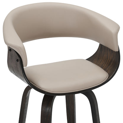 Holt 26" Counter Stool with Swivel, Set of 2 in Mushroom and Walnut