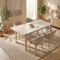 Bellaro and Freya 5pc Dining Set in Travertine/Toffee-Natural