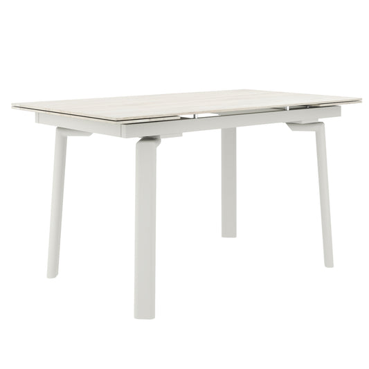 Bellaro and Caspian 7pc Dining Set - Travertine and Cream Table and Sand and Natural Chairs
