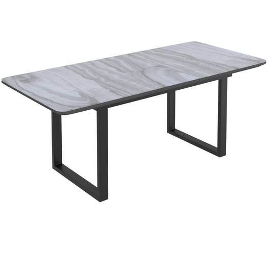Gavin and Silvano 7pc Dining Set - Black Table and Vintage Grey Chairs