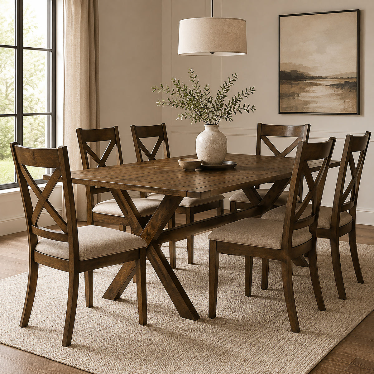 Lance 7pc Dining Set – Walnut – 1