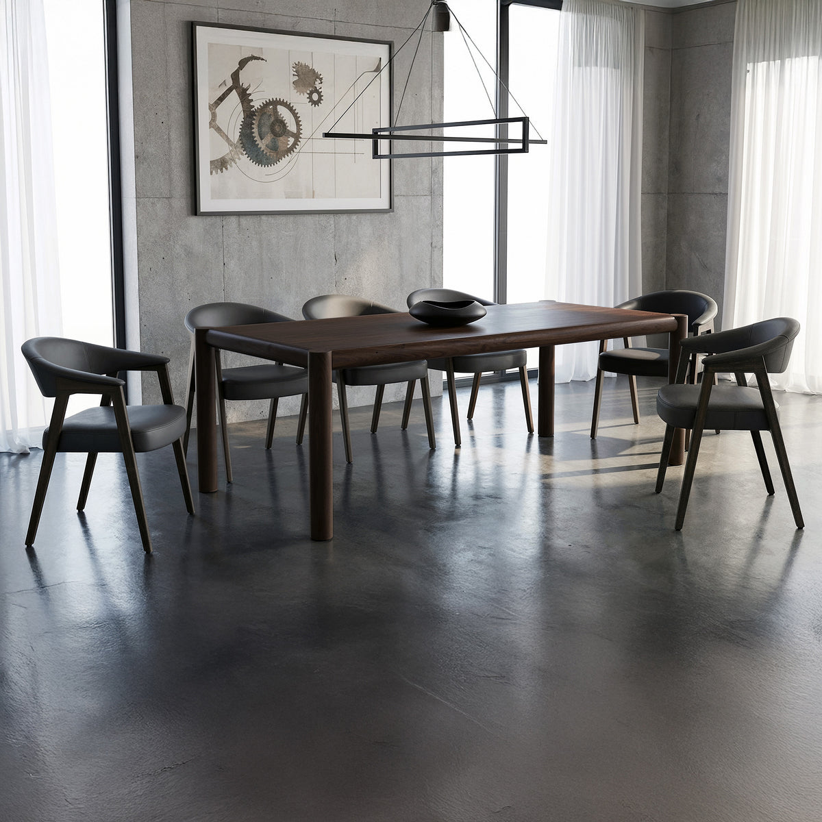 Advik and Bexley 7pc Dining Set in Mocha and Black