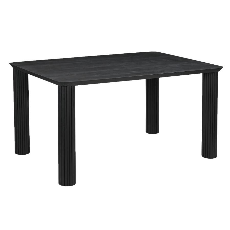 Sangra/Kazan 6pc Dining Set - Black Table and Bench with Dark Beige Chair