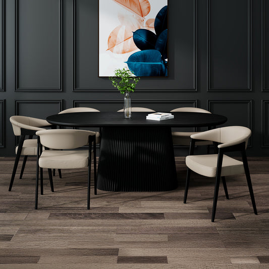 Tovas and Bexley 7pc Dining Set - Black Table and Mushroom Chairs