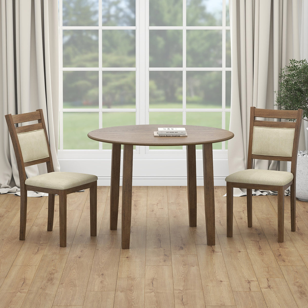 Conrad 3pc Dining Set – Walnut Table and Walnut Chairs – 1