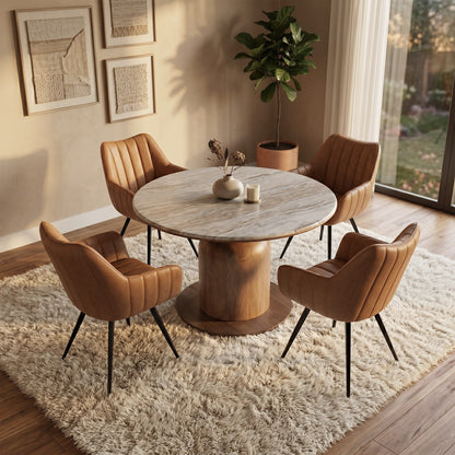 Martina and Talon 5pc Dining Set in Walnut/Camel