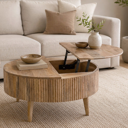 Balark Round Lift-Top Coffee Table in Natural
