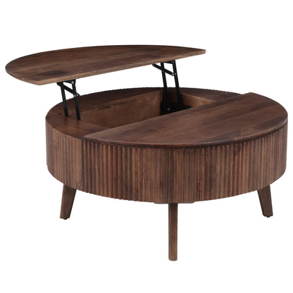 Balark Round Lift-Top Coffee Table in Walnut