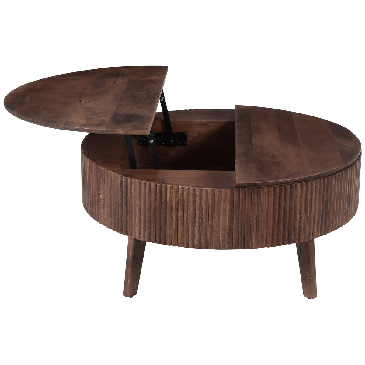Balark Round Lift-Top Coffee Table in Walnut