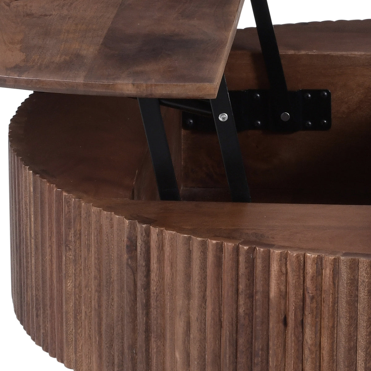 Balark Round Lift-Top Coffee Table in Walnut