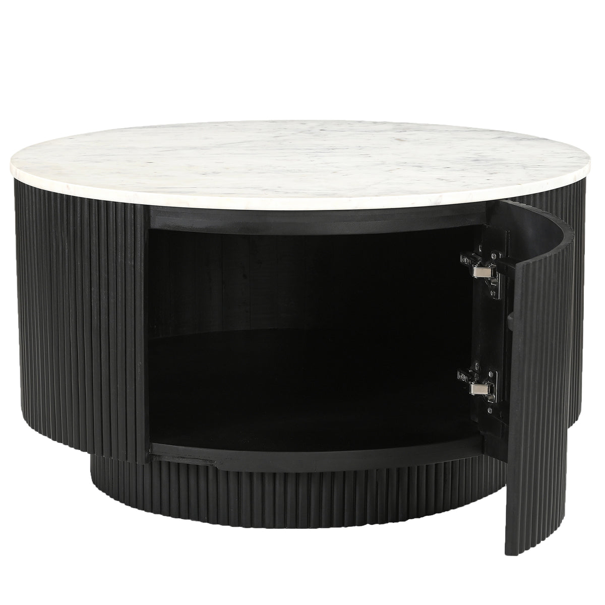 Reyna Round Coffee Table with Storage – Black and White – 3