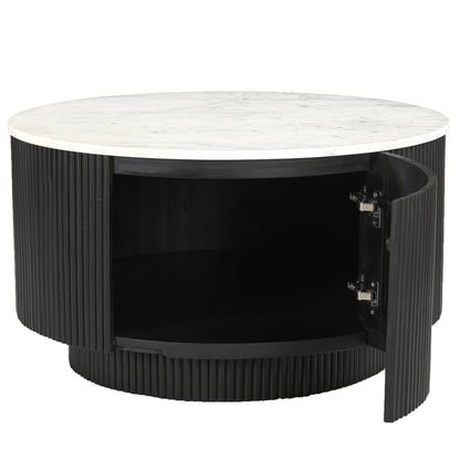 Reyna Round Coffee Table with Storage – Black and White – 3