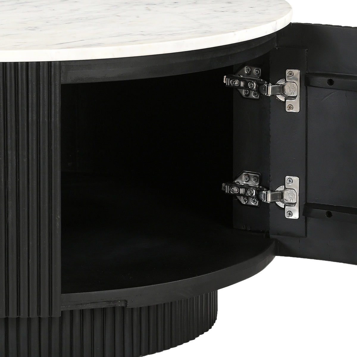 Reyna Round Coffee Table with Storage – Black and White – 5
