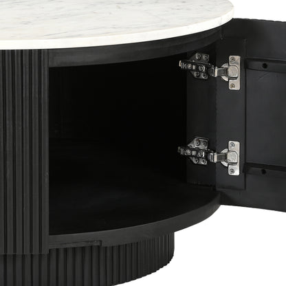 Reyna Round Coffee Table with Storage – Black and White – 5
