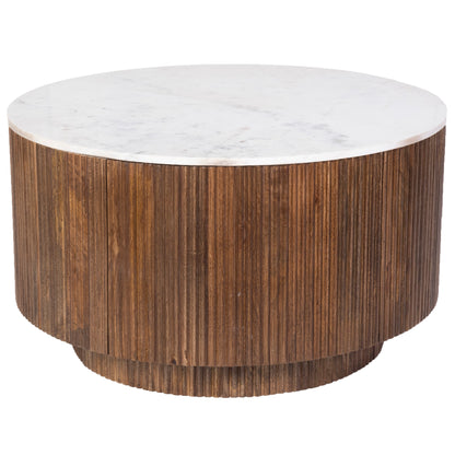 Reyna Round Coffee Table with Storage – Walnut and White – 4