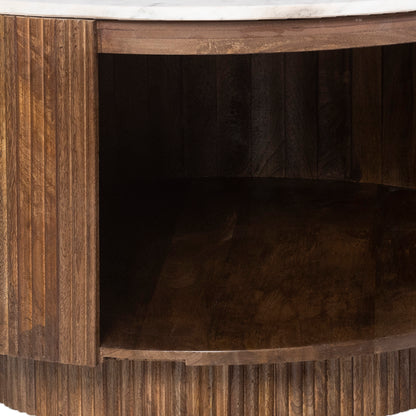 Reyna Round Coffee Table with Storage – Walnut and White – 5