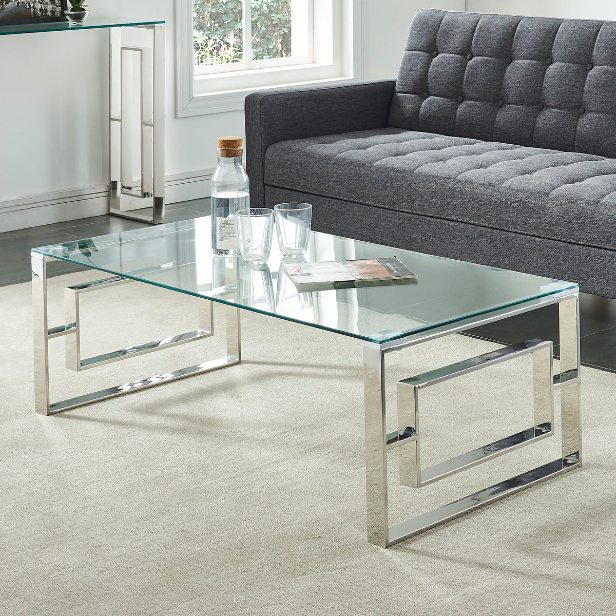 Eros Rectangular Coffee Table – Silver – 2