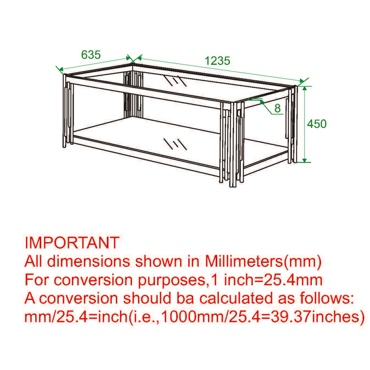 Estrel Rectangular Coffee Table – Silver – 8