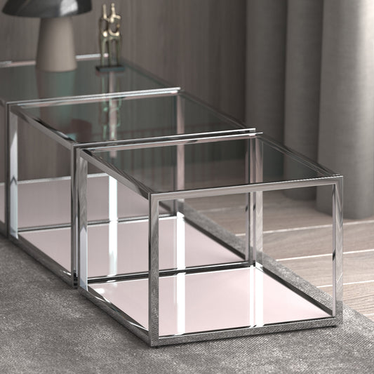 Casini Small Square Coffee Table in Silver