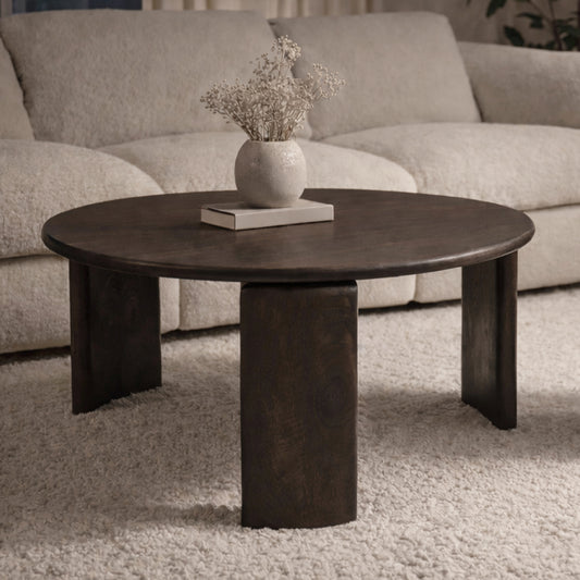 Cabot Round Coffee Table in Mocha