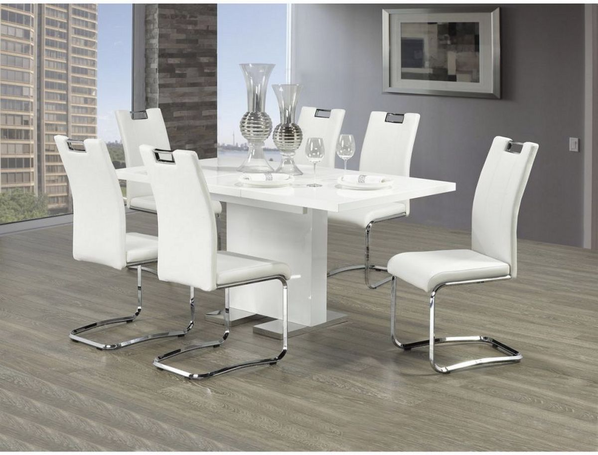 Mazin Furniture Standa white extendable dining table 5433DT - top view