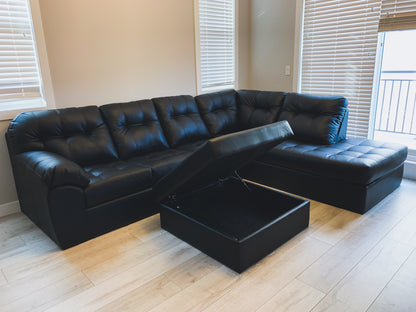 Faux Black Leather Sectional
