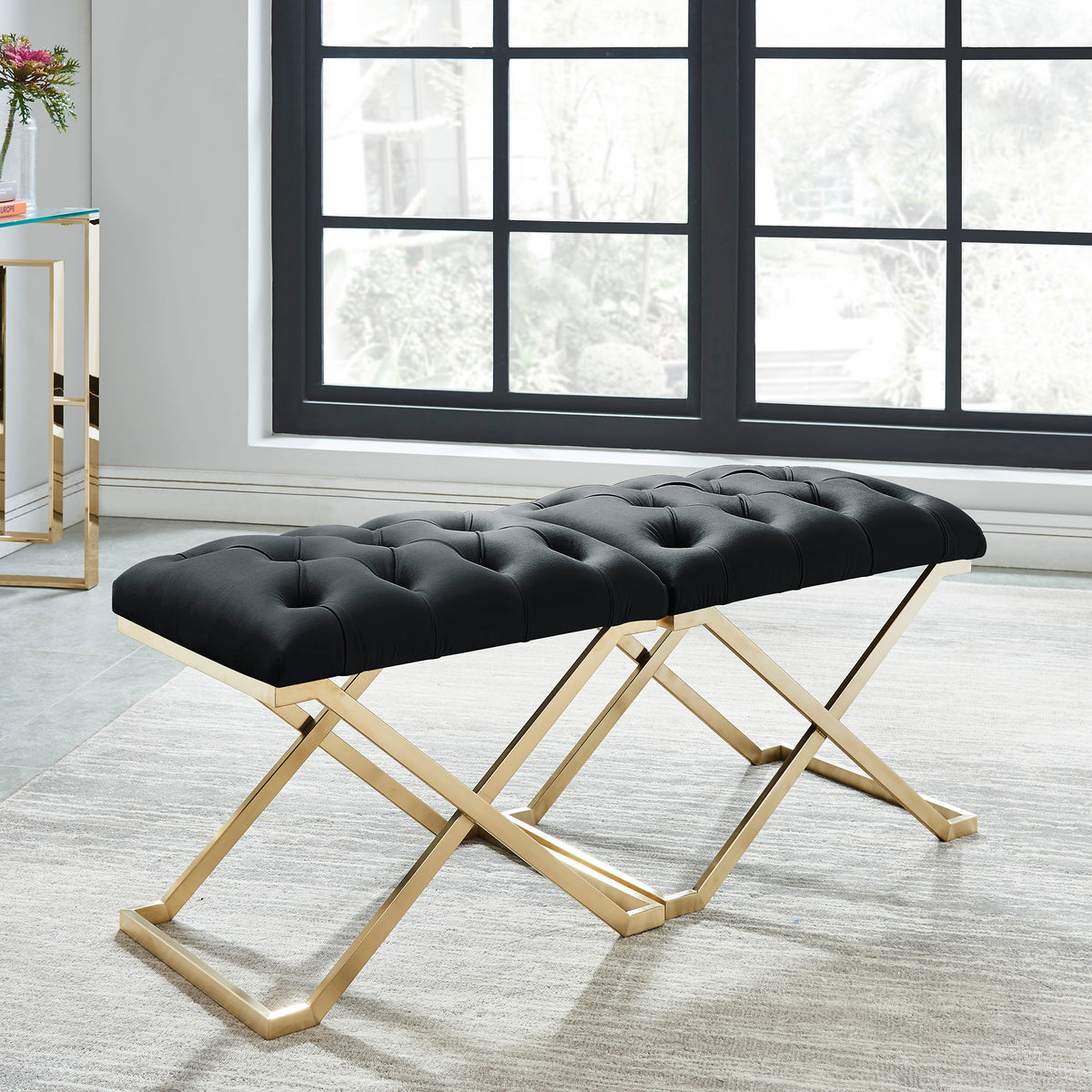 Rada Bench – Black and Brushed Gold – 4