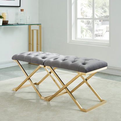 Rada Bench – Grey and Brushed Gold – 4