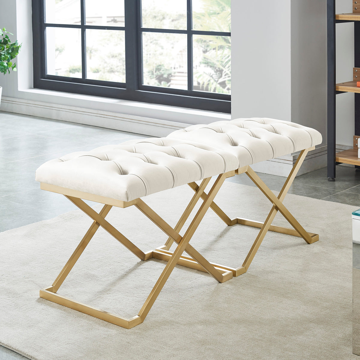 Rada Bench – Ivory and Brushed Gold – 4