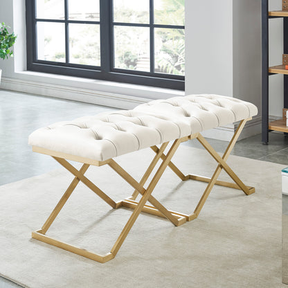 Rada Bench – Ivory and Brushed Gold – 4