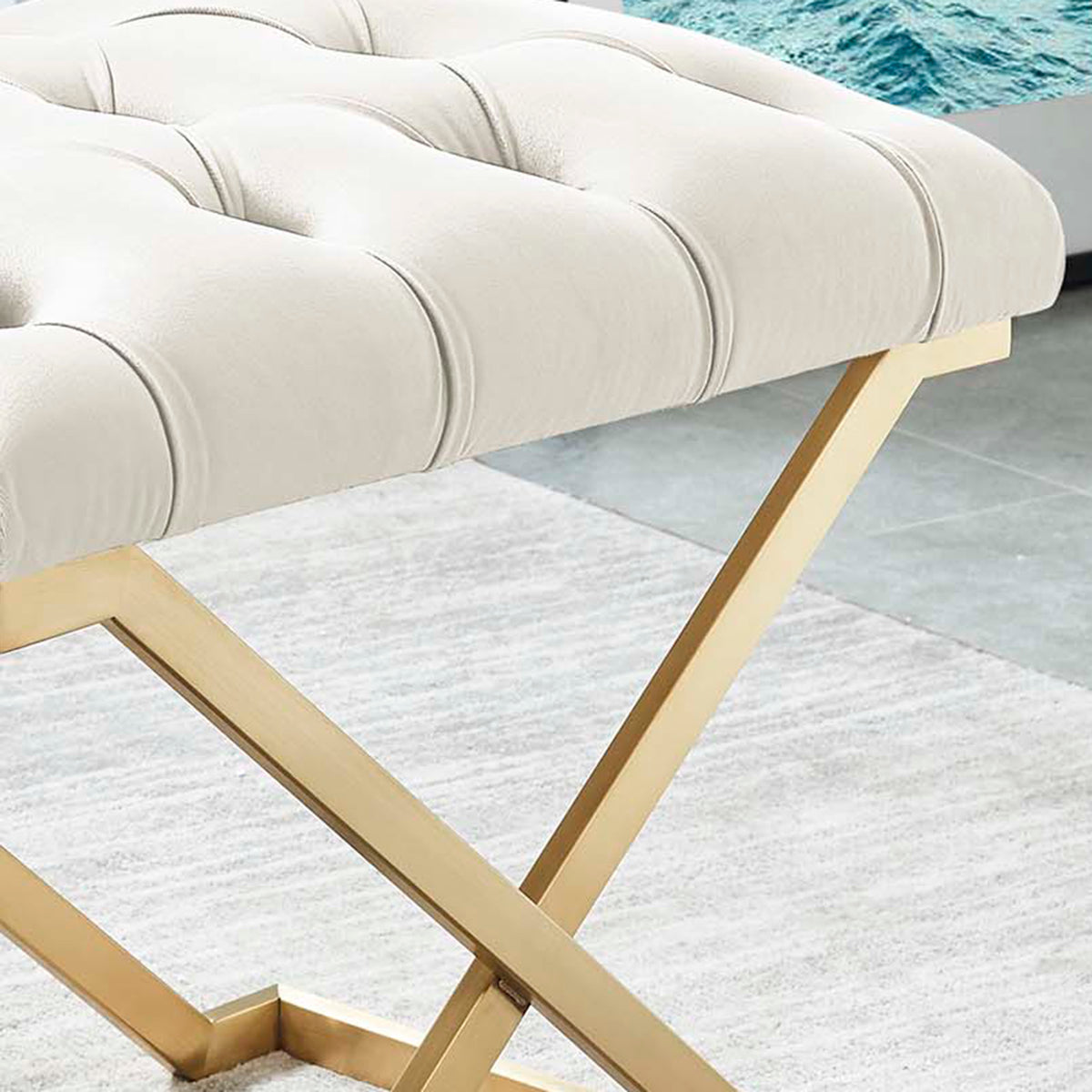 Rada Bench – Ivory and Brushed Gold – 6