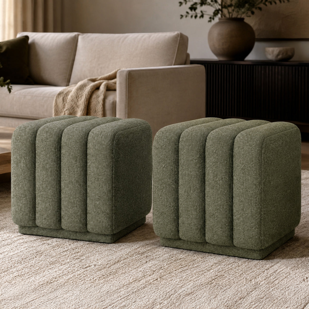 Pollo Square Ottoman – Moss – 2