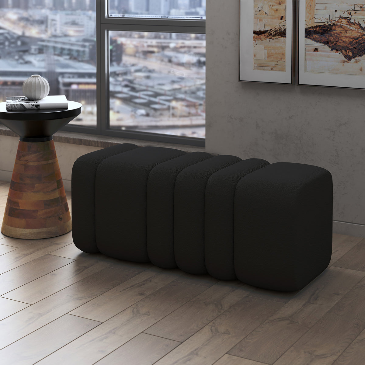 Rigel Large Ottoman Bench – Black – 2