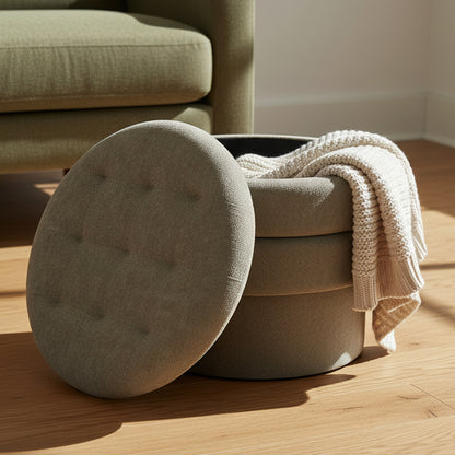 Kepler Round Storage Ottoman – Moss – 2
