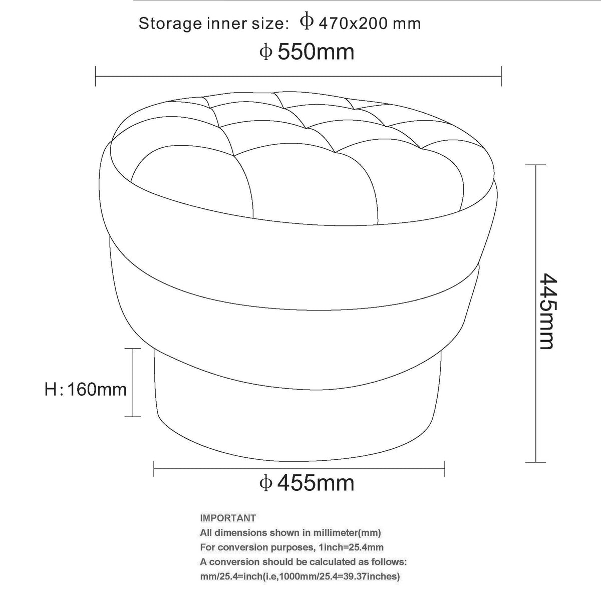 Kepler Round Storage Ottoman – Moss – 8