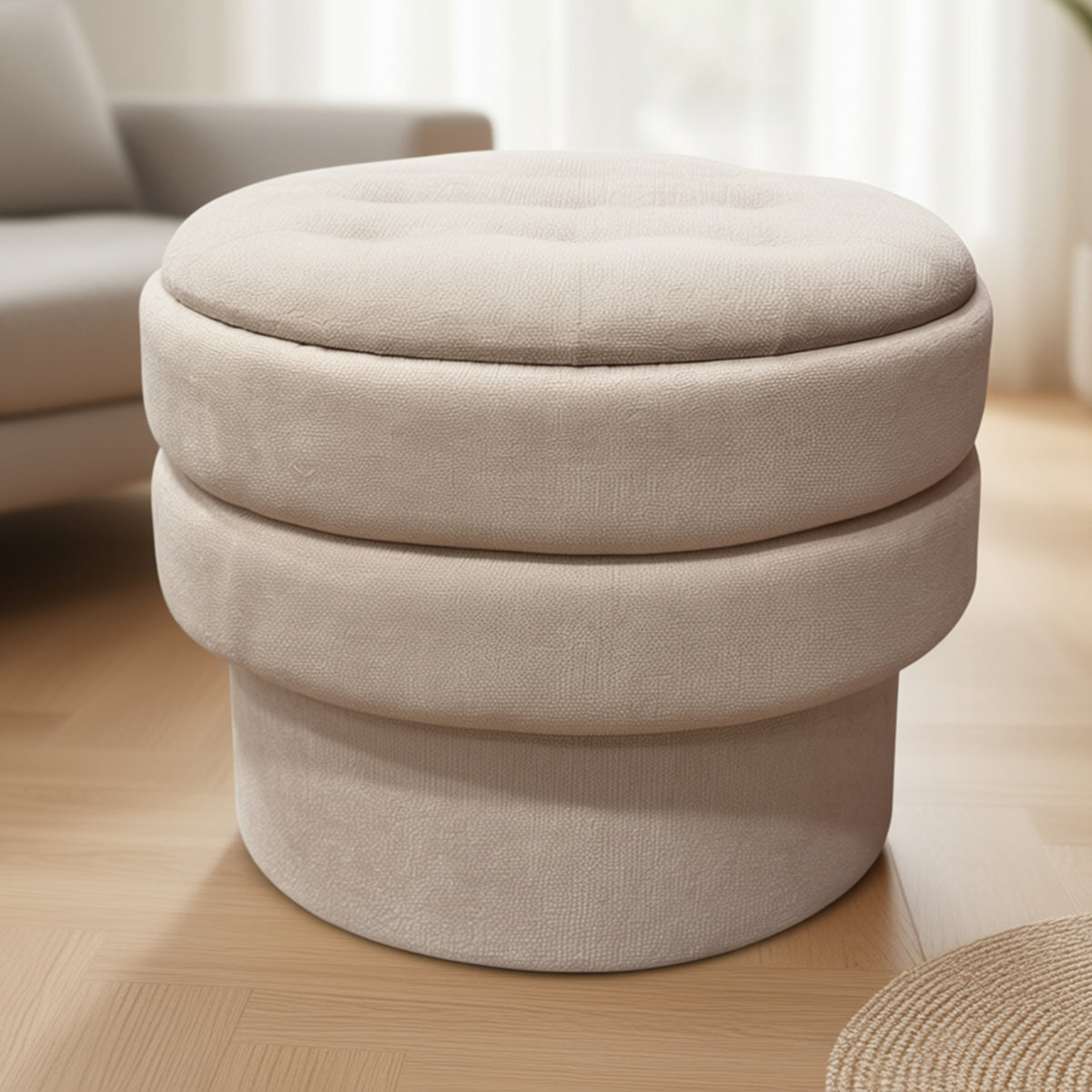 Kepler Round Storage Ottoman – Oat – 2