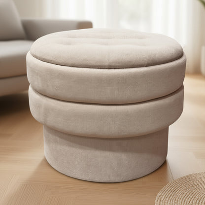 Kepler Round Storage Ottoman – Oat – 2