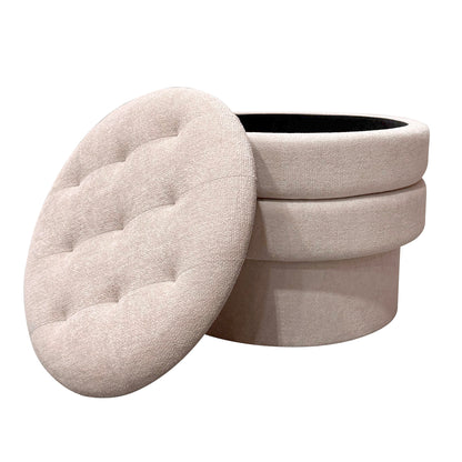 Kepler Round Storage Ottoman – Oat – 3