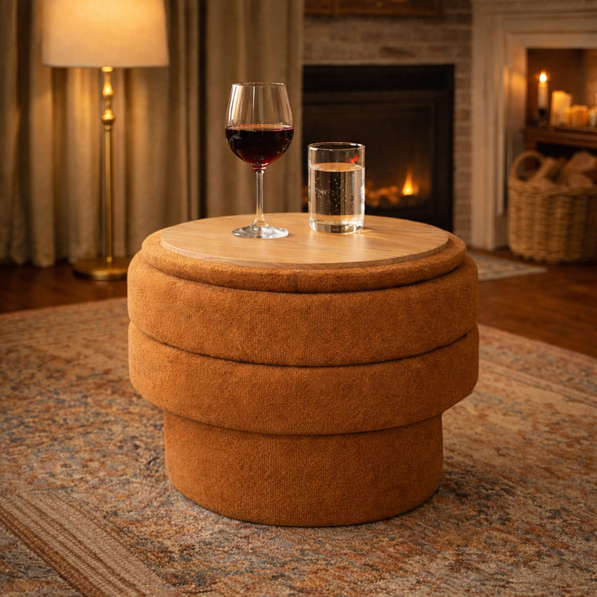 Kepler Round Storage Ottoman – Rust – 2