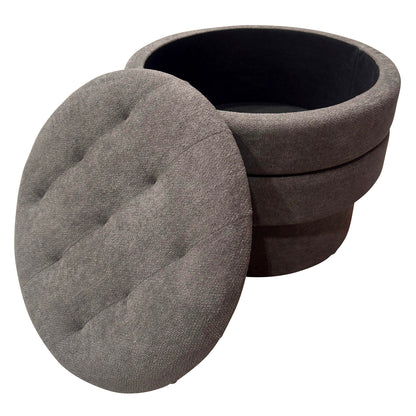Kepler Round Storage Ottoman – Warm Charcoal – 3