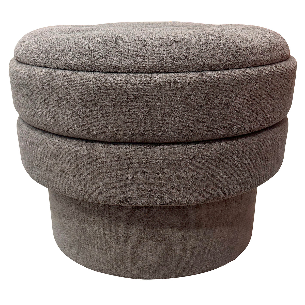Kepler Round Storage Ottoman – Warm Charcoal – 1