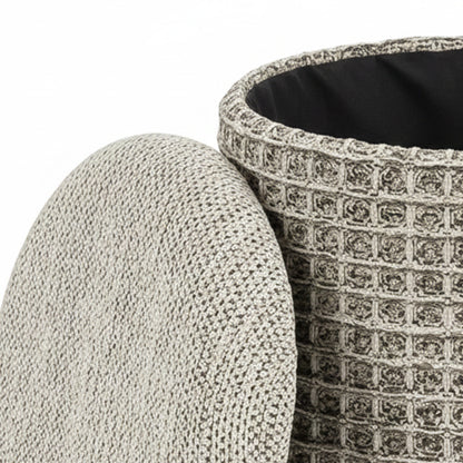 Indigo Round Storage Ottoman – Beige Charcoal – 5
