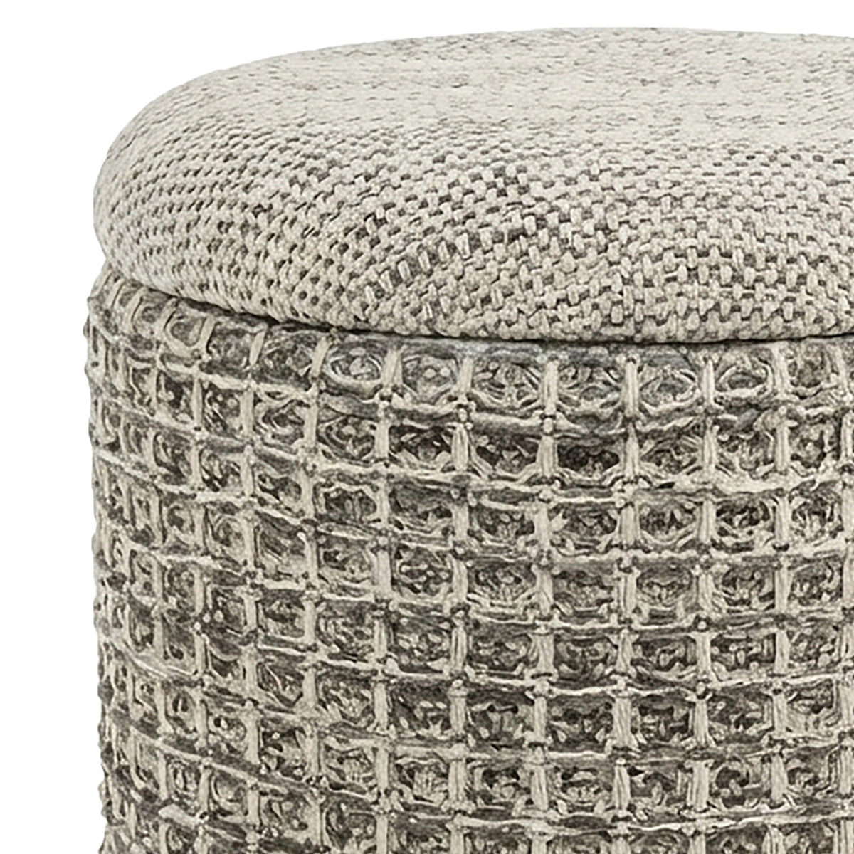 Indigo Round Storage Ottoman – Beige Charcoal – 6