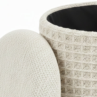 Indigo Round Storage Ottoman – Ivory – 5