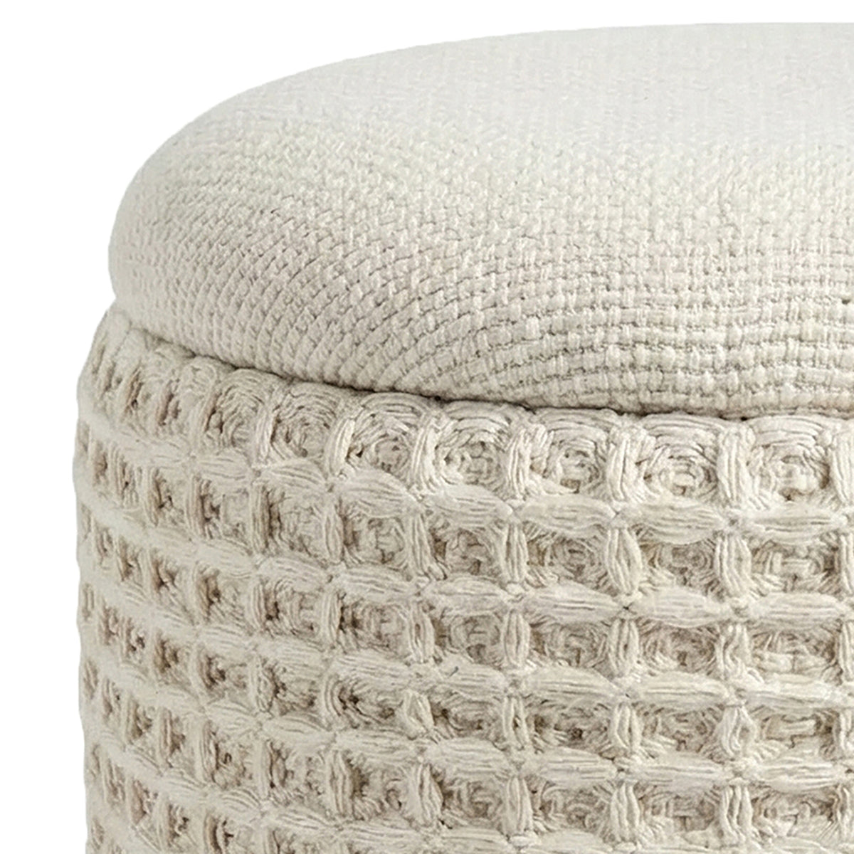 Indigo Round Storage Ottoman – Ivory – 6