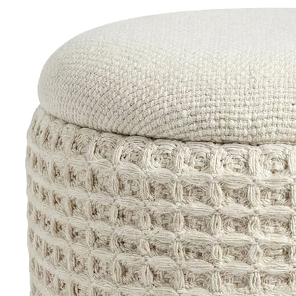 Indigo Round Storage Ottoman – Ivory – 6