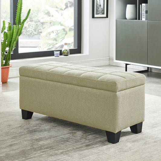 Lila Storage Ottoman Bench in Beige