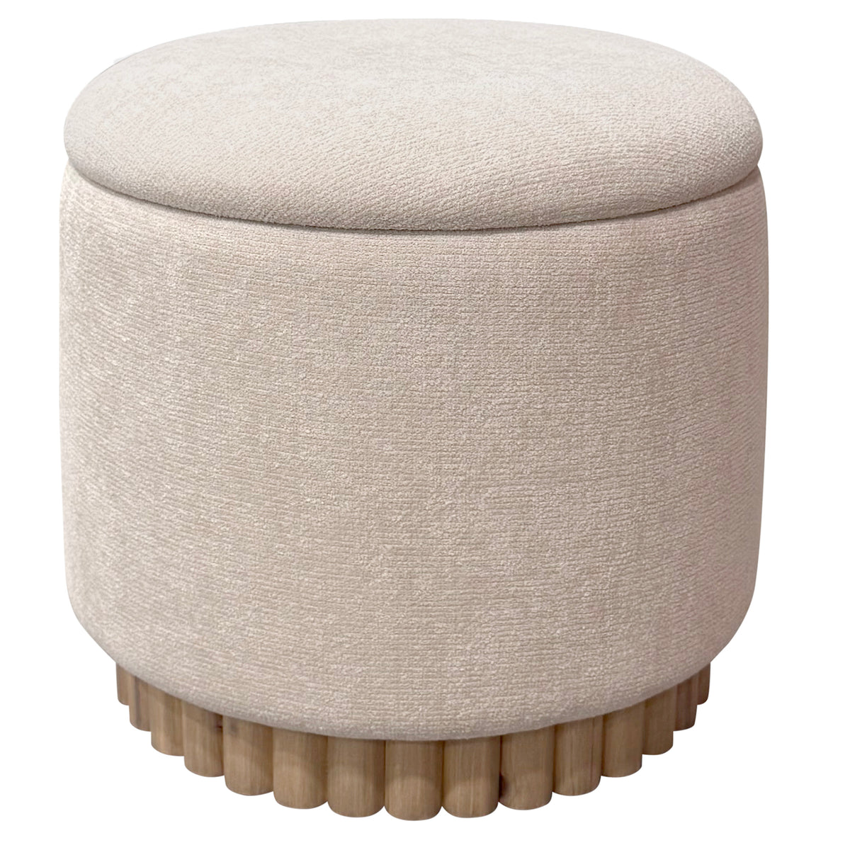 Sadie Round Storage Ottoman – Oat and Natural – 1