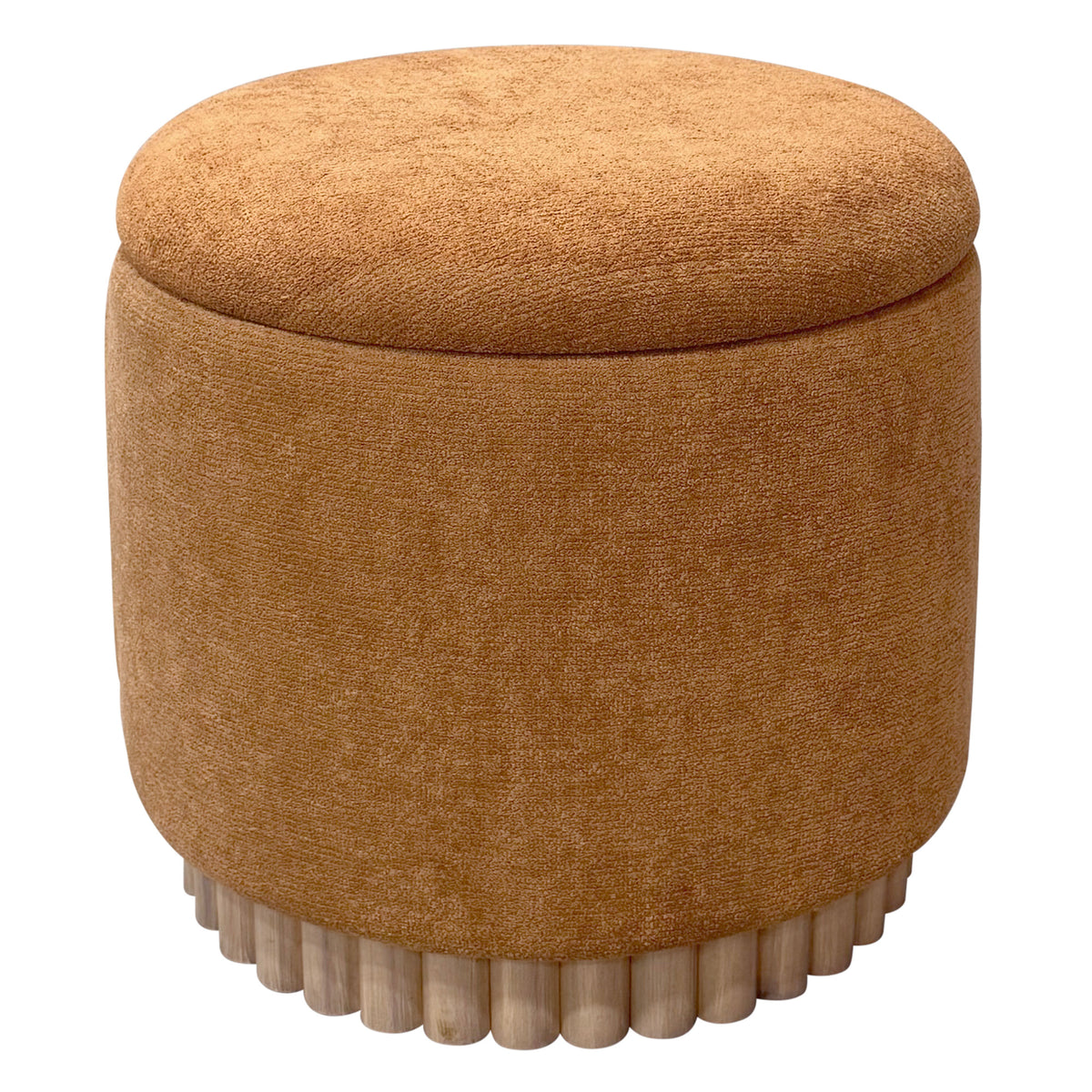 Sadie Round Storage Ottoman – Rust and Natural – 1