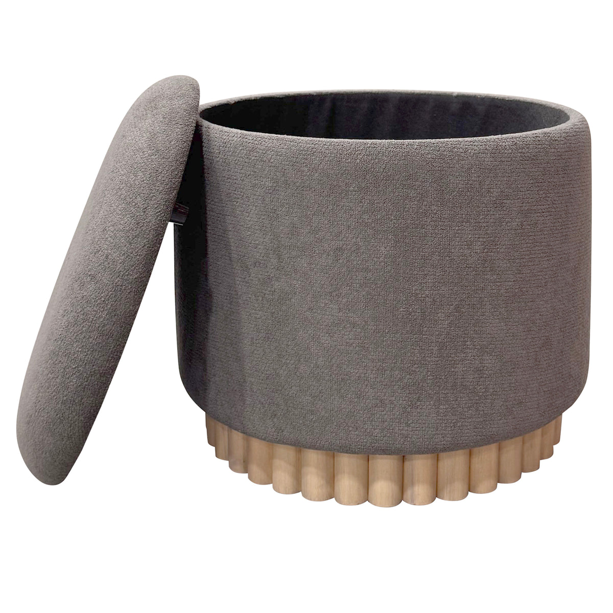 Sadie Round Storage Ottoman – Warm Charcoal and Natural – 3